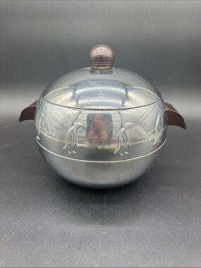 WEST BEND Penguin Hot Cold Chrome Ice Bucket Server Vintage